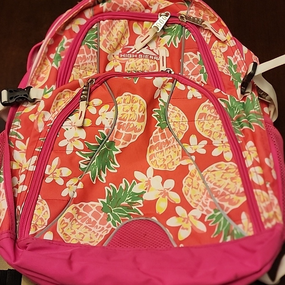 High Sierra Fatboy Pink Pineapple Flamingo White backpack